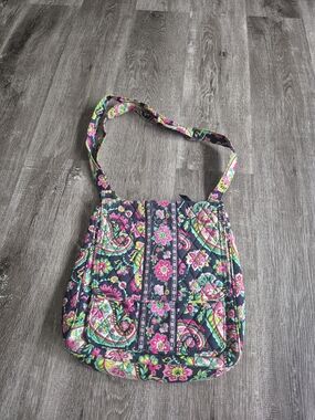 Vera Bradley Floral Quilted Bag in Black, Pink, Green